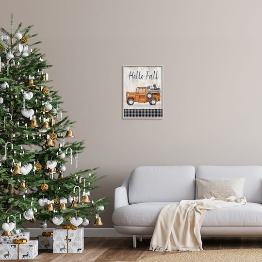 Stupell Industries Hello Fall Plaid Pumpkin Truck Framed Giclee Art